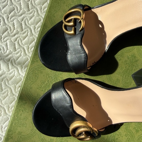 Gucci | Marmont Black Leather Sandals - 39 - Picture 2 of 8